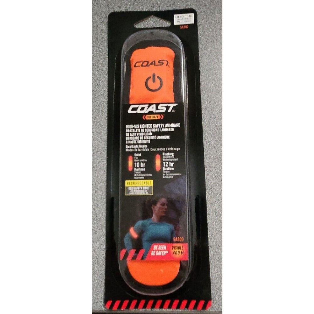 COAST‎ 30494 SA300 High-Vis RECHARGEABLE Lighted Safety Armband ORANGE / New